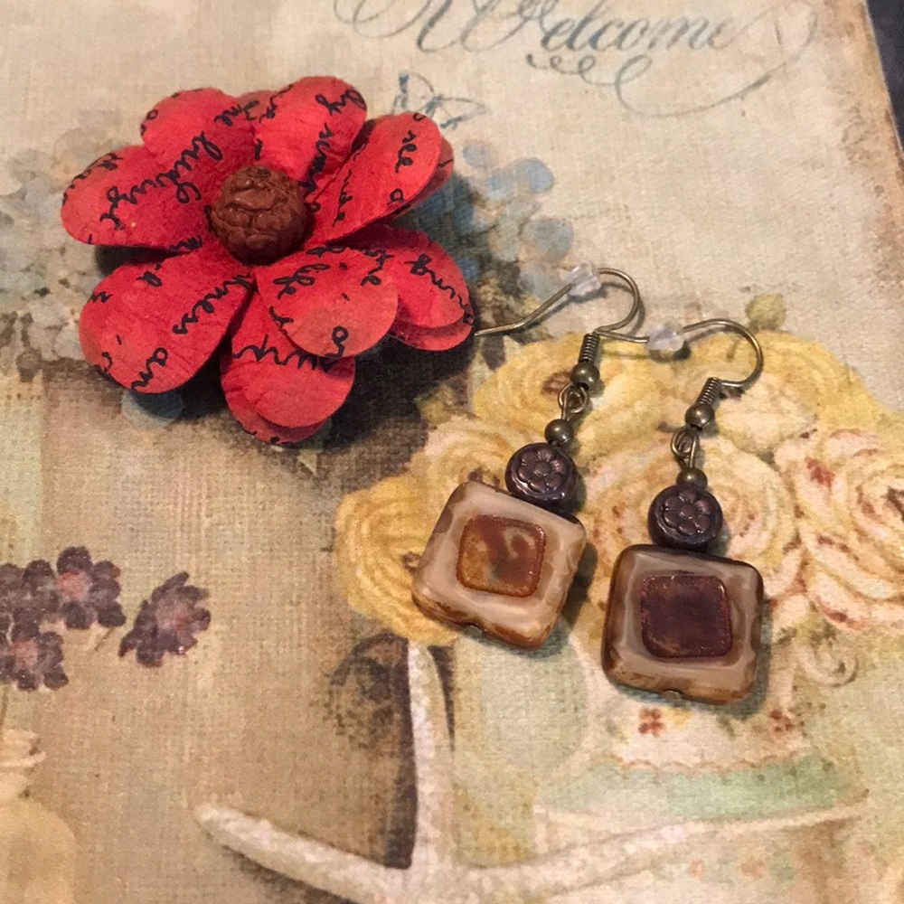 Earrings, stone